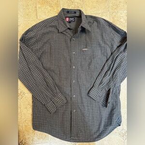 Vintage 90s Chaps Ralph Lauren Shirt Mens M Gray Button Up Pocket Plaid Casual